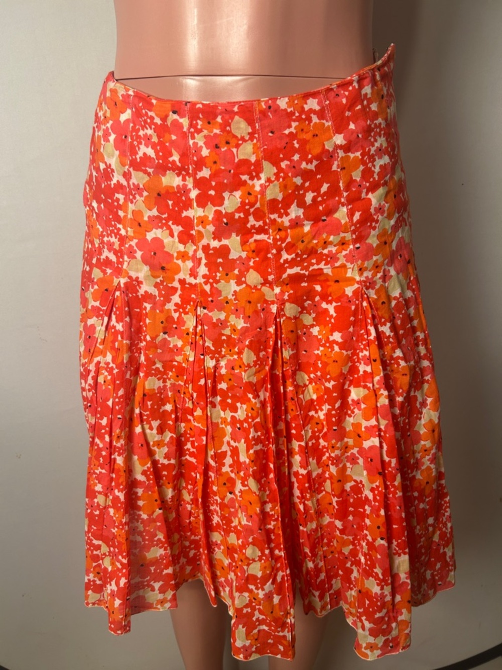 Ann Taylor Pleated Mini Skirt Women  Floral Lined 100% Cotton Size 0